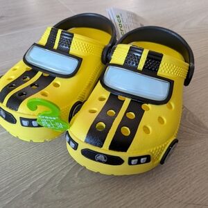 NWT Cars Crocs I am race car yellow youth clogs